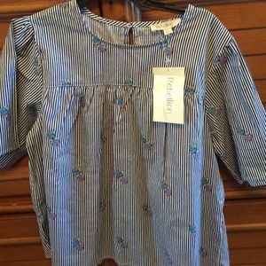 REBELLION AGAIN WOMENS PULLOVER TOP STRIPED FLORAL